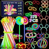 Amzeeniu 275 Stück Knicklichter Party Set Glow Sticks Leuchtstäbe Neon Party Leuchtarmbänder...