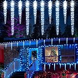 SEGVA Eiszapfen Lichterkette Außen Weiß, 5m 40er LED Eisregen Weihnachtsbeleuchtung, Wasserdicht...