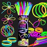 Ammy Glow Knicklichter, 205-Pcs-Neon-Leuchtstäbe für Hochzeit, Leuchtarmbänder, Glowing Sticks,...