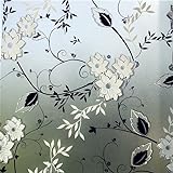 Hoonng Fensterfolie Blickdicht Selbsthaftend Motiv Blume Sichtschutz 44.5x200CM
