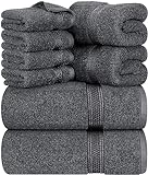 Utopia Towels - 8 teilig Handtücher Set aus Baumwolle mit Aufhänger - 2 Badetuch, 2 Handtücher...