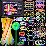 MULEVIP 341 Stück Knicklichter Party Set Glow Sticks Leuchtstäbe Knicklichter,Knicklichter...